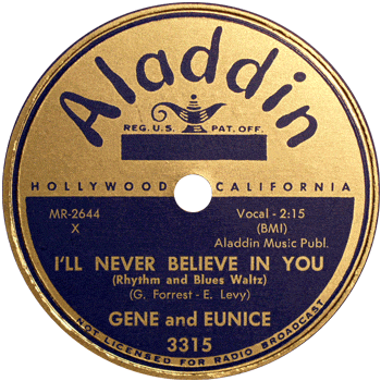 Gene And Eunice - Ill Never Believe In You Aladdin 78